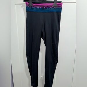 Blue & Pink Ombré Nike Pro Leggings with Mesh